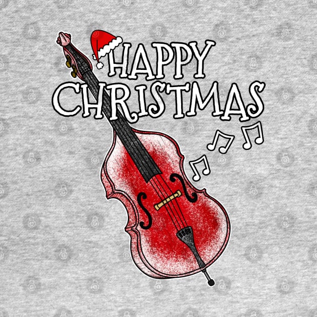 Christmas Double Bass Bassist Musician Xmas 2022 by doodlerob